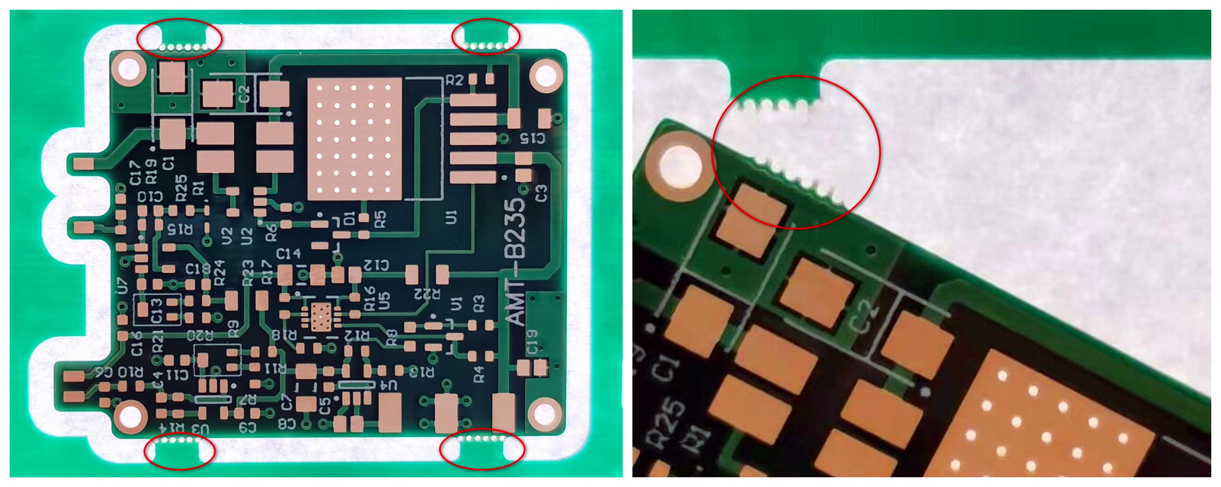 Tab routing and mouse bites combined PCB panel example
