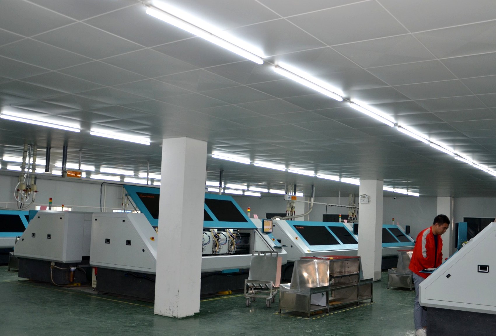 PCB fabrication drilling area CNC drilling machines workshop multilayer PCB manufacturing